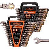 HORUSDY 24-Piece Flex-Head Ratcheting Wrench Set | Metric and SAE | Ratchet Combination Wrenches Set with Organizer | 72-Teeth |