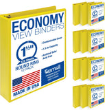 Samsill 1.5 Inch 3 Ring Binders, Economy Round Ring, Clear View Cover, 325 Sheet Capacity - for School, Home, Office - Yellow, 1