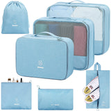 Mossio 7 Set Travel Packing Cubes Various Size Luggage Organizers With Toiletry Bag, Laundry Bag & Shoe Bag, Blue, Large, Nylo