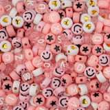 495pcs John Bead 7mm Assorted Pink Round Acrylic Alphabet Beads for DIY Craft Jewelry Bracelet Necklace Making