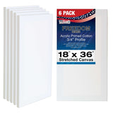 U.S. Art Supply 18 x 36 inch Stretched Canvas 12-Ounce Triple Primed, 6-Pack - Professional Artist Quality White Blank 3/4 Profi