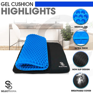 SelectSoma Gel Seat Cushion for Long Sitting Pressure Relief for Back, Sciatica, Coccyx, Tailbone Pain - Cushion for Office Chai