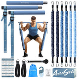 ALongSong Upgraded Pilates Bar Kit with Resistance Bands Fabric Wrapped Natural Latex, Adjustable Exercise Equipment Multifuncti