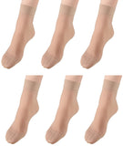 Queery WomenS Beige Ankle Semi Transparent Socks (Pack Of 6 Pair)