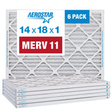 Aerostar 14x18x1 MERV 11-6 Count - Pleated Furnace & Air Conditioner Filters - Removes Dust, Cold & Flu Germs, Lint, Mold, Pet D