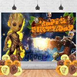 Groot Birthday Party Backdrosp, Cartoon Groots Birthday Party Decoration,Cartoon Birthday Banner Shoot Photo Backgrounds Props f