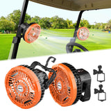AIPSET Rechargeable Golf Cart Fan, 10400mAh Battery, 3-Speed, LED Light, 36 Hrs Work, Remote Control, Hang Hook, USB & Type C Po