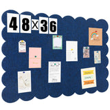 Mooliwe Scalloped Felt Bulletin Board 48 x 36 Inches Foldable Dark Blue Pin Cork Board Alternative for Wall, 4 x 3 Trifold Pic