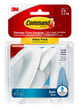 Command Bath Large Towel Hook Value Pack, Clear Frosted, 3Large Hooks, 3WaterResistant Strips, Organize DamageFree