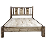 Montana Woodworks Homestead Collection Queen Platform Bed With Laser Engraved Elk Design, Stain & Clear Lacquer Finish
