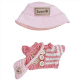 Designer Clothes for 17cm Dolls, Handcrafted Crochet 3-Piece Set, Doll Knit Outfit Accessories with Pink Sweater Tops, Pink Cros