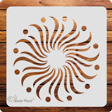 Kachi Pencil Modern Sun Pattern Design Art and Craft Stencils for Painting, Size 6 x 6 inch Reusable Stencil for Painting, Fabri