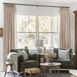 TWOPAGES Pinch Pleated Linen Curtain for Living Room, 26Wx102L, Tapioca