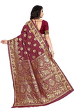 Sugathari Womens Banarasi Saree Pure Kanjivaram Silk Saree Soft New Ladies 2023 Design Wear Pattu Sarees Latest Cotton Party Sari Collections With Blouse Piece For Wedding Sadi (Sam San 9016-Maroon)