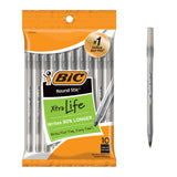 BIC Round Stic Xtra Life Ballpoint Pen, Medium Point (1.0mm), Black, 10Count