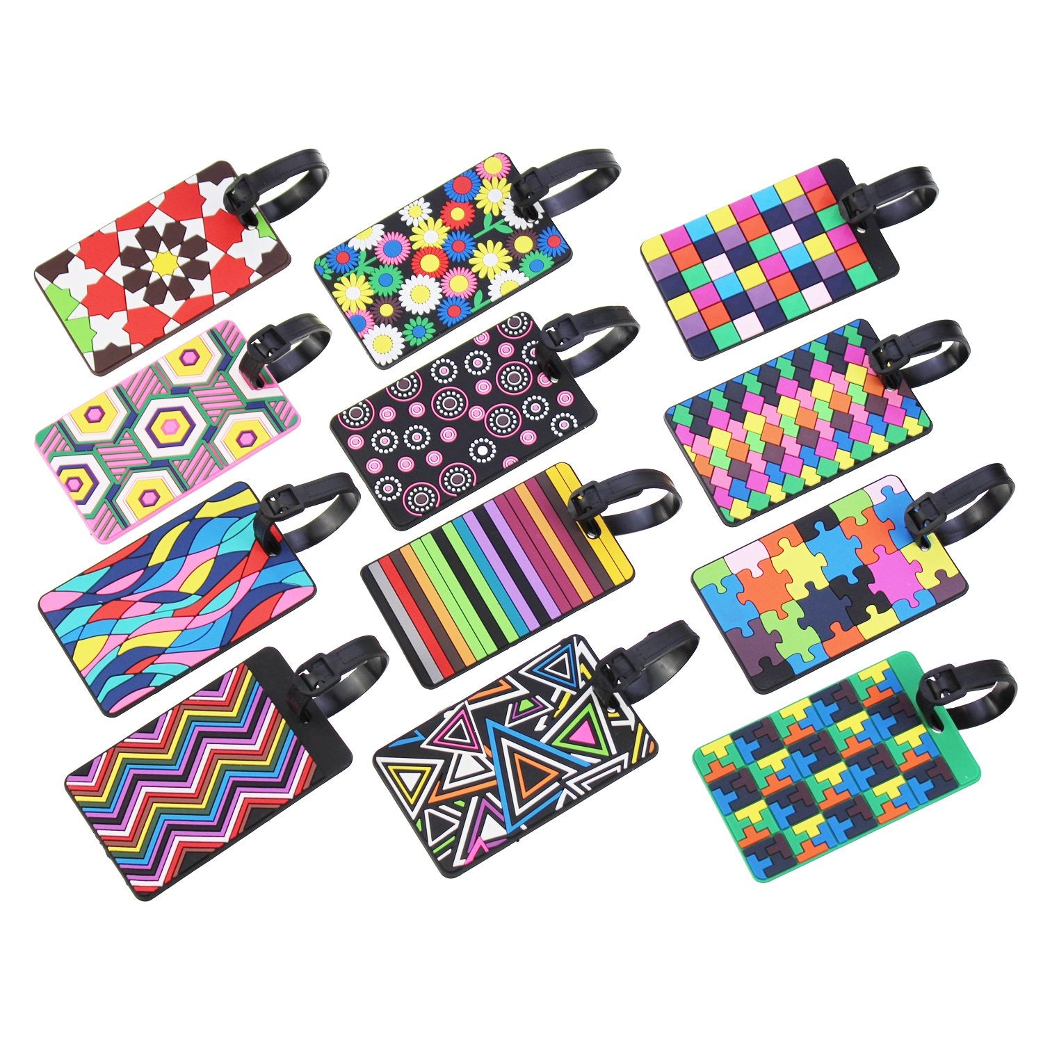 12 Pieces Luggage Tags Assorted Travel Suitcase Labels Business Id Card Holder