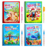 Amishaine Water Magic Coloring Book for Kids | Reusable NoMess Painting Book with Magic Water Pen | TravelFriendly Educational