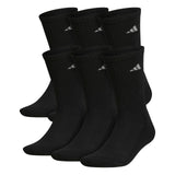 adidas Athletic 6Pack Crew Socks Black/Aluminum 2 XL (Mens Shoe Size 1215)