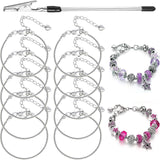 10 Pcs Snake Chain Charm Bracelet Chains with Bracelet Helper 3mm Adjustable Snake Charm Bracelet with Heart Lobster Clasp Exten