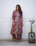 Anni Designer Women'S Rayon Viscose Straight Printed Kurta With Palazzo (Elevate Rani-Vks01_L_Pink_Large),Pink,L,,,