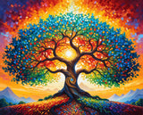 ldazao Tree of Life Paint by Numbers for Adults Beginner Stained Glass Painting Kit Color by Numbers for Adults Canvas DIY Acryl