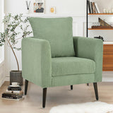 cinkehome Accent Chair for Living Room, Modern Upholstered Teddy Barrel Arm Chair, Large Pillow, Solid Wood Legs