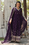 Wedani Georgette Sequins Embroidered Work Anarkali Kurta Set For Womens (In Alpha 2Xl Regular Purple),PURPLE,2XL,Georgette,Anarkali,