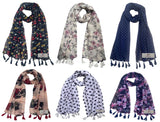 Fusfus WomenS Printed Chiffon Scarves And Stoles, Free Size(Multicolour, Fs1616) Pack Of 6 (Multicolor4)