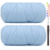 2 Pack Tshirt Yarn for Crocheting,Sky Blue T Shirt Chunky Elastic Fabric Thick T-Shirt Crochet Yarn for Beginners Crocheting Han