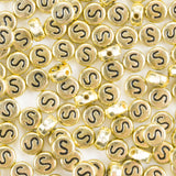 Yiizzxin 200Pcs Round Ancient Gold Letter S Beads,4x7mm Flat Letter-S Bead for Bracelets,Alphabet Beads for Jewelry Making DIY N
