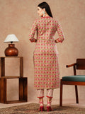 Gosriki Women'S Cotton Blend Straight Printed Kurta With Pant (Balajyoti Red-Gs_L_Red_Large),Red,,B0CSG5SSDV
