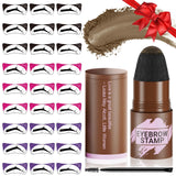 Eyebrow Stamp Stencil Kit - Eyebrow Powder, Makeup for Natural-Looking Brows, Eyebrow Stamp Kit with 27 Reusable Stencils, Easy 