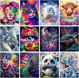 Mystara 12 Pack Animal Diamond Art Kits for Adults,Lion Panda Diamond Painting Set for Gift Home Wall Decor - 5D DIY Craft Kit w