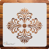 Kachi Pencil Floral Mandala Art Round Art and Craft Stencils for Painting, Size 6 x 6 inch Reusable Stencil for Painting, Fabric