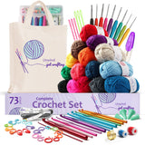 73 Piece Crochet Kit for Beginners Adults and Kids, Premium Crochet Set with 21 Crochet Hooks Set and 1500 Yards of Yarn for Cro
