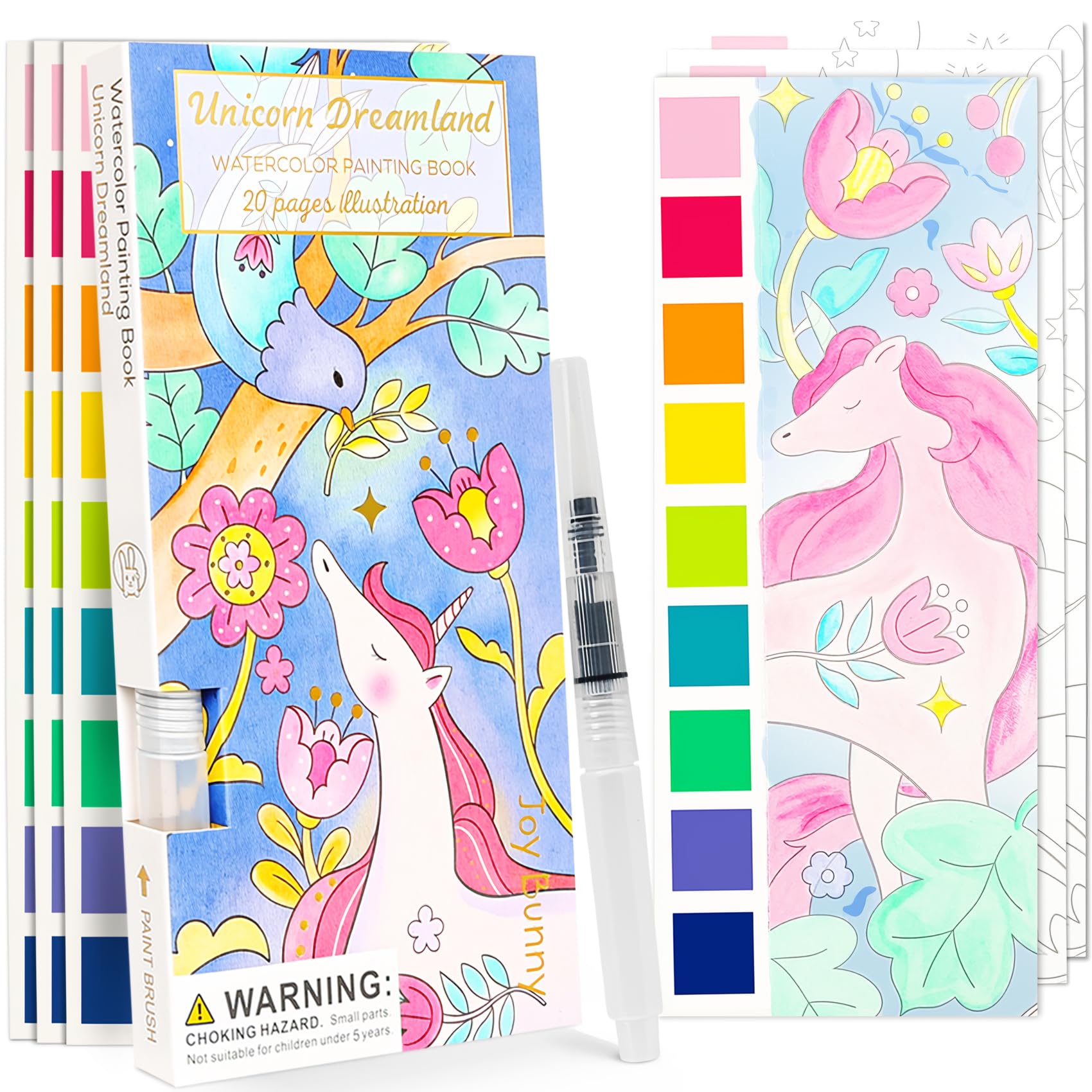 Watercolor Painting Coloring Books Pocket Watercolor Paint Bookmarks, Mess Free Paint with Water Set, Travel Class Activities Ar
