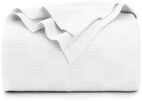 Utopia Bedding White 100% Cotton Blanket [Queen Size - 90x90 Inch] 350GSM Lightweight, Soft and Breathable Thermal Blanket for A