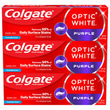 Colgate Optic White Purple Toothpaste for Teeth Whitening, Teeth Whitening Toothpaste with Fluoride, Helps Remove Surface Stains