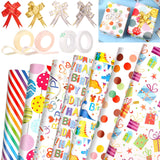 Tidponra Birthday Wrapping Paper Sheets Set