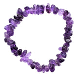 Zenergy Gems CHARGED Premium 7 Natural Dark Amethyst Crystal Chip Bracelet Stretchy + Selenite Heart Charging Crystal (GAIN CREA
