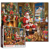 Tucocoo Christmas Dog Jigsaw Puzzles for Adults Warm House 1000 Piece for Adults Holiday Puzzle with Warm Houses, Santa Claus, C
