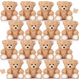 Silipull 16 Pieces 8 Inch Bear Stuffed Animal Bulk for Birthday Baby Shower Soft Stuffed Bear Plush Toys Party Favors Animal Dec