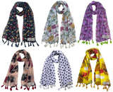 Fusfus WomenS Printed Chiffon Scarves And Stoles, Free Size(Multicolour, Fs2241) Pack Of 6 (Multicolor1)
