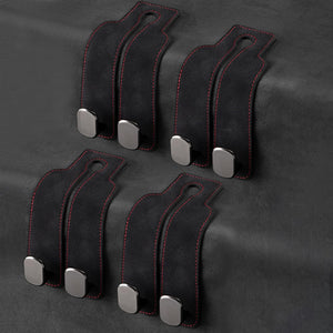 Amelity Car Seat Hooks, Car Seat Back Storage Hook Double Hook, Headrest Hooks for Car, Car Hooks for Purses and Bags (Black-4 P