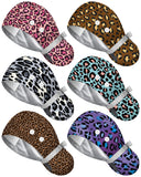 Floraltop 6 Pcs Satin Lined Scrub Caps Women Nurse Surgical Hat with Buttons Ponytail Working Adjustable Shower Caps Tie Back(Le
