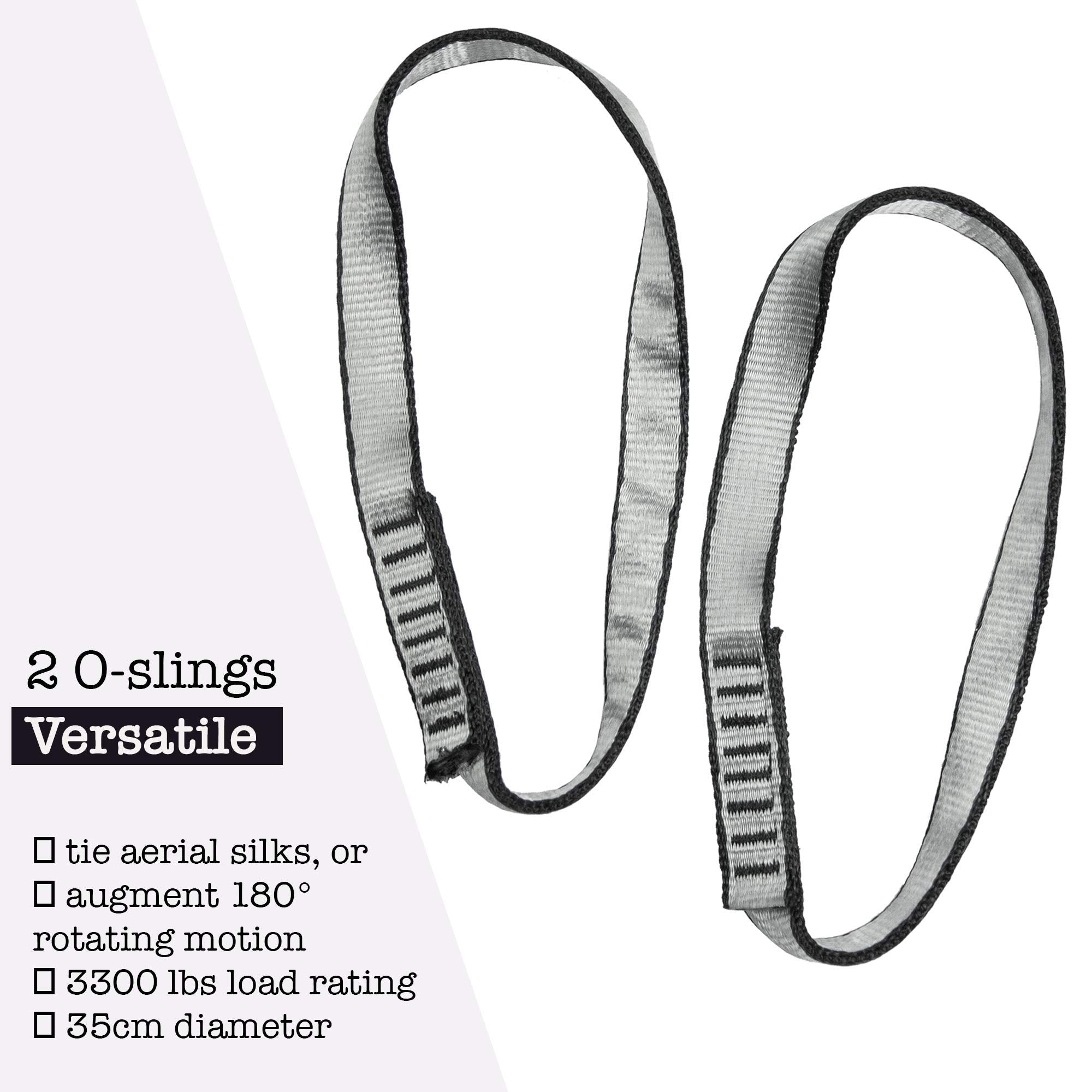 aum active Set of 2 O-Slings - Accessories for Aerial Yoga Hammock, Antigravity Inversion Pilates Silks, Sensory Swing.