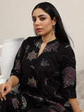 Libas Womens Printed Silk Blend Co-Ord Set For Women Black S
