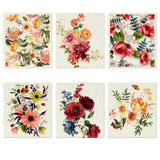 Cunhill 6 Pcs Swedish Flower Dish Cloth, Quick Drying, Reusable, Washable, Absorbent, Decorative Tea Towels, No Odor Bar Hand To
