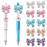 Frinnovan, 10 Pack Rhinestone Bow Focal Beads for Beadable Pens Crystal Bowknock Loose Large Spacer Bead Charms for DIY Keychain