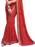 Satrani Womens Knit Pure Georgette Saree (2555S282N_Red)